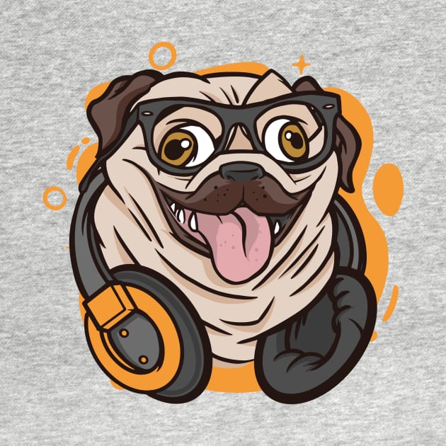 Funny Hipster Pug Dog Face // Pug Lover // Pug Mom Cute by SLAG_Creative